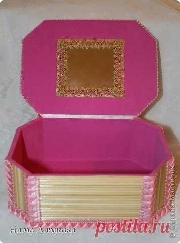 Шкатулка из шпажек Розовое настроение