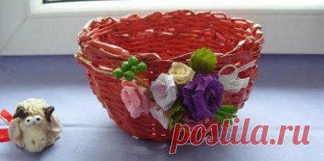 Пошаговое плетение из газетных трубочек для начинающих