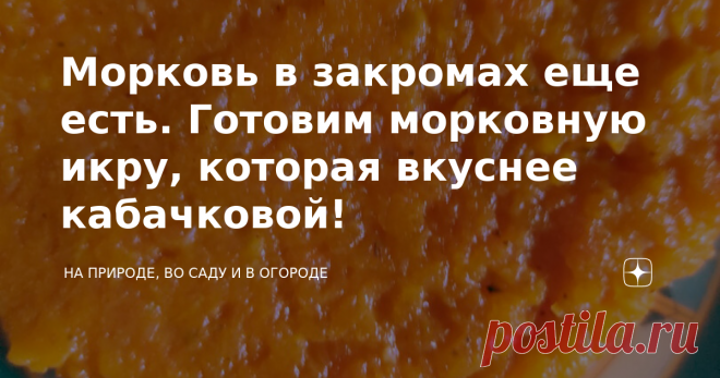 Морковь в закромах еще есть. Готовим морковную икру, которая вкуснее кабачковой! В погребе очень хорошо сохранилась морковь. Лежала в коробке с песком и до лета не потеряла сочности и сладости, не стала дряблой Чуть проклюнулись листочки, но мы не позволим нашей морковке израсти и испортиться, не выбросим ее, а приготовим морковную икру по простому рецепту.  Такую, что пальчики оближешь!   Продуктов много не нужно: Помидоры и тыква у меня были замороженные прошлогодние, из...