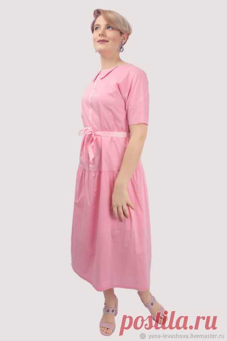 Платье розовое с жемчужными пуговицами рубашка длинное хлопок – купить на Ярмарке Мастеров – LOP88RU | Платья, Москва