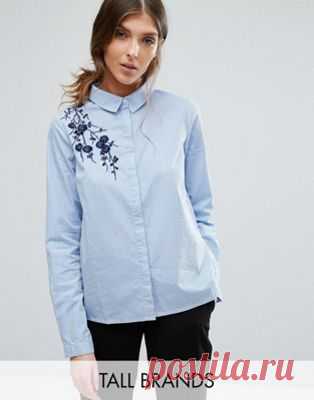 Vero Moda Tall Embroidered Pinstripe Shirt at asos.com Discover Fashion Online