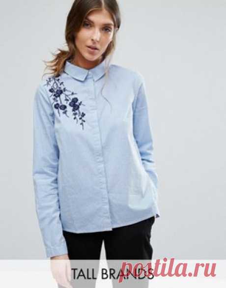 Vero Moda Tall Embroidered Pinstripe Shirt at asos.com Discover Fashion Online