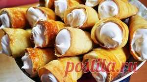Слоеные трубочки с белковым кремом - вкус детства рецепт с фото