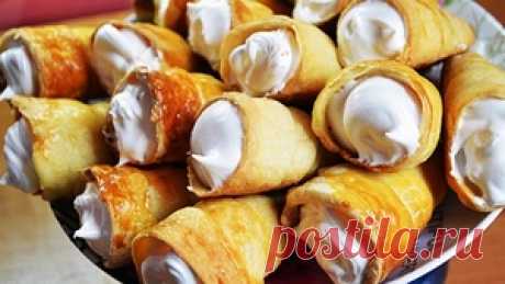Слоеные трубочки с белковым кремом - вкус детства рецепт с фото