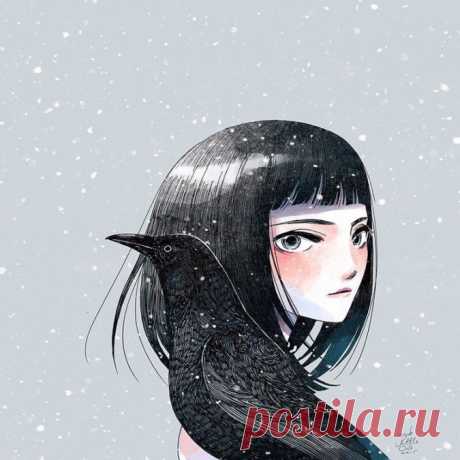 Девочки и звери в рисунках Little Oil - YouLoveIt.ru