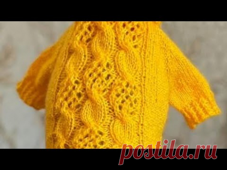 Узор Карамелька спицами . По кругу и поворотными рядами. Схема