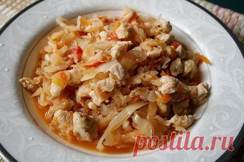 ТУШЁНАЯ КАПУСТА С КУРИЦЕЙ. ВСЕГО 49 ККАЛ! ЛЕГКИЙ И ПОЛЕЗНЫЙ УЖИН
