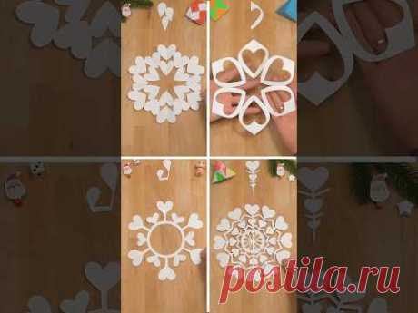 EASY BEAUTIFUL CHRISTMAS CRAFTS, 4 PAPER SNOWFLAKES WITH HEARTS | CAPTIVATING DECOR INCLUDING ART