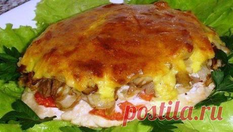 Мясо с грибами в духовке.