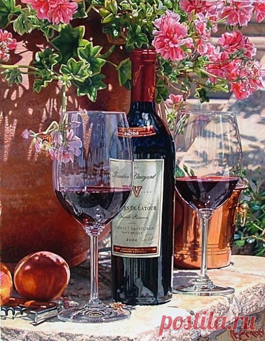 Акварели Eric Christensen цветы и вино