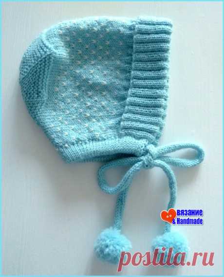 Очаровательный чепчик спицами из тонкой шерстяной пряжи. Little Miss by DROPS design