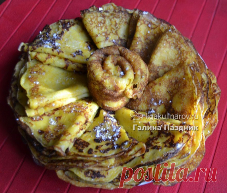 Блины тыквенные &quot;Детские&quot;, рецепт пошаговый от Лиги Кулинаров. Рецепт детских тыквенных блинов с