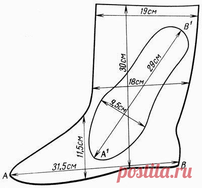 Выкройка теплых домашних тапочек.