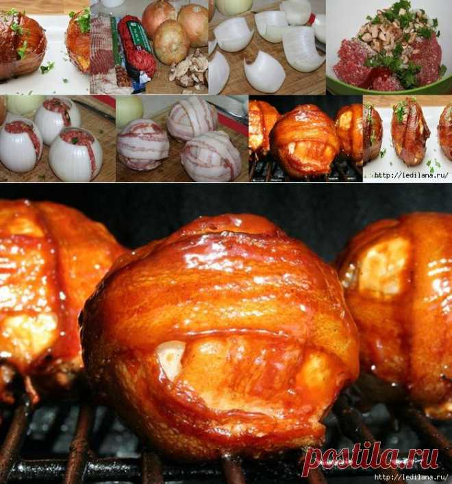 Необычный рецепт барбекю “Луковые мячики с мясом”