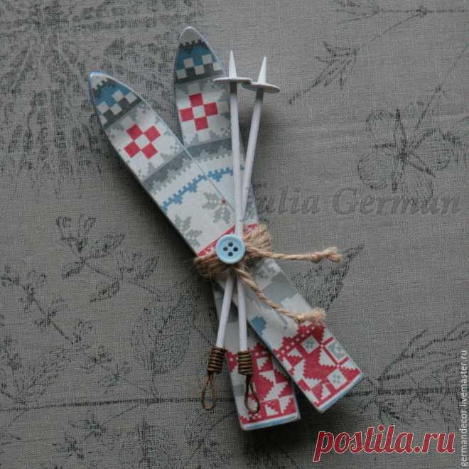 Делаем новогодний сувенир — миниатюрные лыжи МК мастера Юлия Герман (germandecor)
