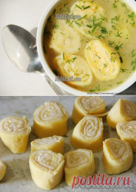 Вкусный куриный суп с сырными рулетиками для всей семьи