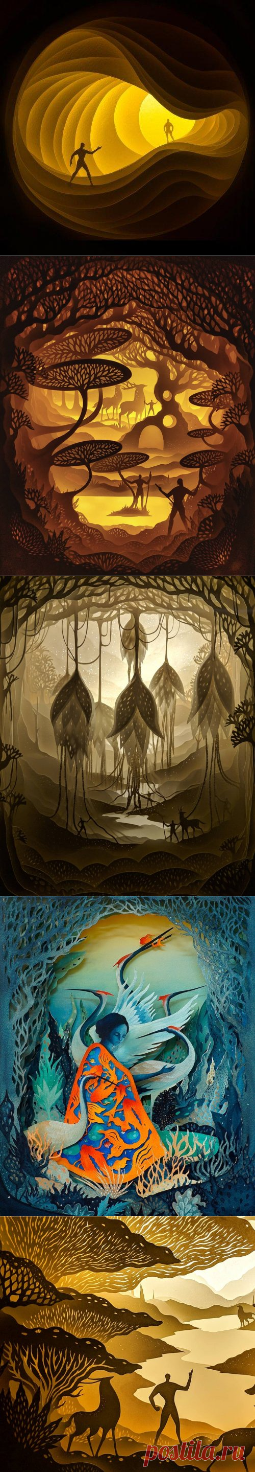 Многослойные бумажные картины индийского дуэта Hari & Deepti