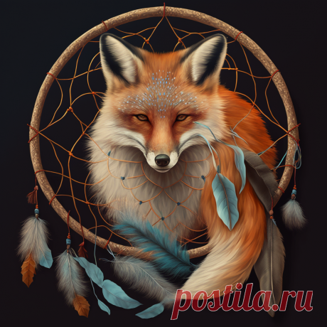 Лиса и ловец снов созданные нейросетью для группы в вк @mydreamhunters