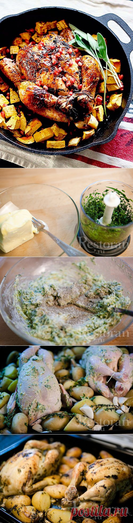 Запекаем цыпленка с эстрагоном, картофелем и чесноком