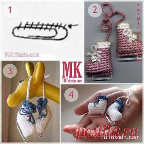 (+1) - Коньки - вязаные игрушки на елку. (новое) | СВОИМИ РУКАМИ