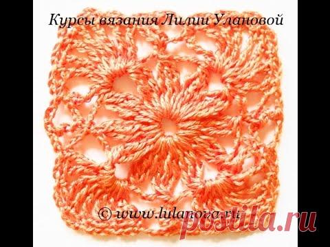 Квадратный мотив крючком №3