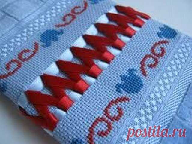 Вышивка лентами — красивые бордюры
