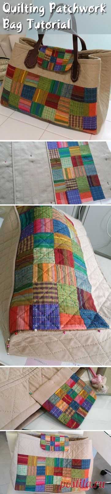 Quilting Patchwork Bag Tutorial. Сумка пэчворк ~ http://www.handmadiya.com/2015/08/quilting-patchwork-bag-tutorial.html
