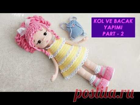 Pembe Saçlı Bebek Kol ve Bacak Yapımı 2. Bölüm (amigurumi doll Pattern)English subtitle