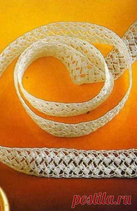 Кружевная тесьма крючком. Схема. / knittingideas.ru