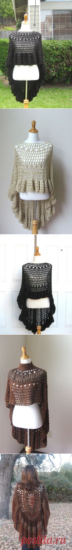 Пончо, Вязание крючком and Шик on Pinterest