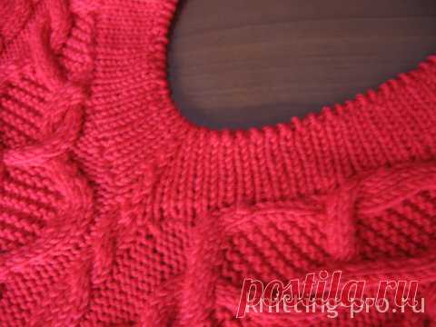 Обработка V-образного выреза горловины 1-м способом - knitting-pro.ru - От азов к мастерству