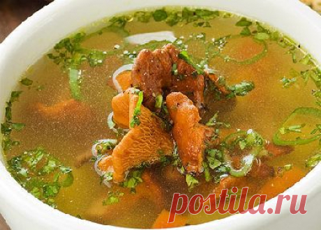 Суп с лисичками