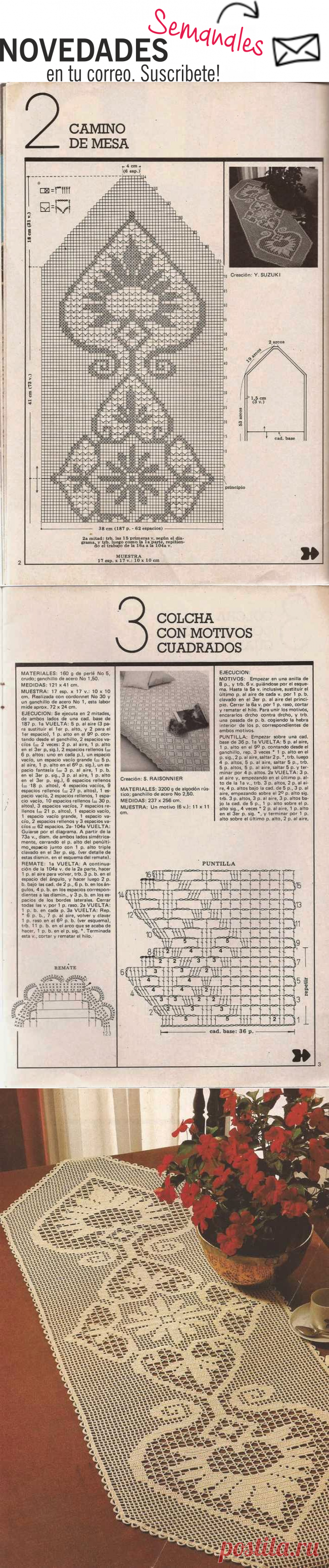 Patrón #451: Camino de mesa a Crochet | CTejidas [Crochet y Dos Agujas]