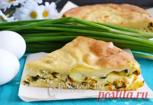 Заливной пирог с яйцом и зелёным луком, рецепт с фото