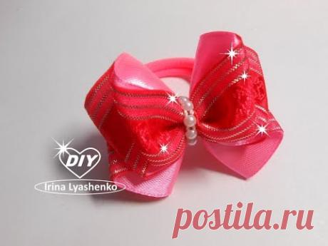 Новогодний бантик из лент 25мм МК/ DIY Christmas bow/PAP Arco de natal#187