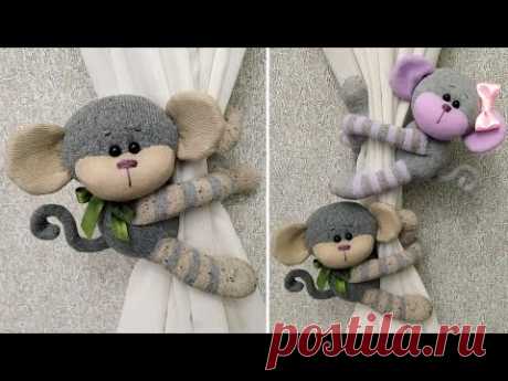 Чудесные обезьянки из носков - Подхваты для штор 🧦Wonderful sock monkeys - Curtain tie backs DIY