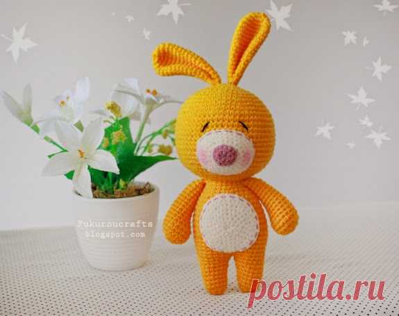 fukuroucrafts: Pattern Crochet Cute Rabbit Doll, แพทเทิร์น ตุ๊กตา ถัก โค ร เช ต์ กระต่าย น่า รัก