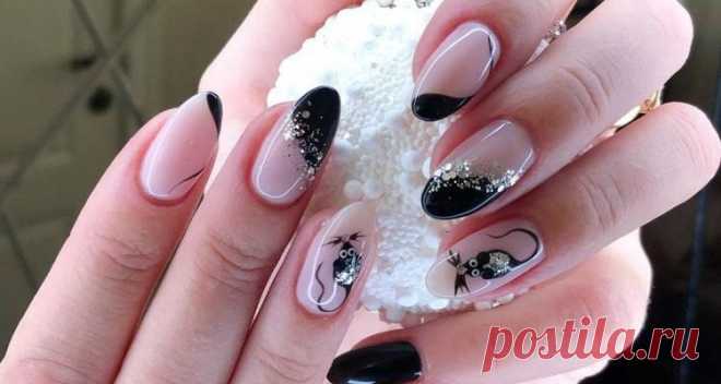 Маникюр на 2020 новый год с мышкой: дизайн, идеи, фото