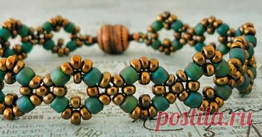 Bracelet of the Day: Double Diamond - Copper & Teal