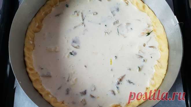 Заливной пирог с курицей и грибами источник Лучшие рецепты Повара Заливной пирог с курицей и грибамиИнгредиенты:Мука — 300 гМасло сливочное — 150 гВода — 2 ст. л.Яйца — 2 шт.Сметана — 400 гСыр — 100 гФиле куриное — 200 гШампиньоны — 200 гПетрушка — 10 гЛук-порей — 100 гМасло растительное — 2 ст...