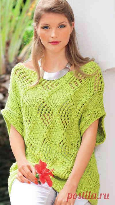 Крупный ажурный узор из ромбов - схема | Ажурные Узоры