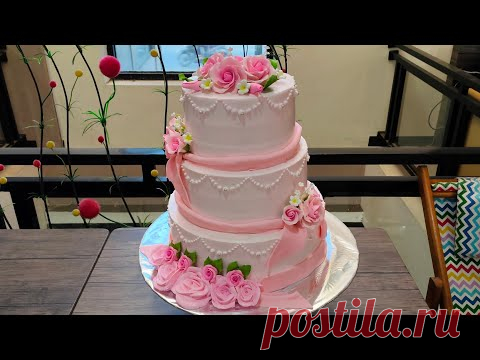 Wedding Cake Three Level Flowers Roses Pink And Tutorials To Decorate For Beginners