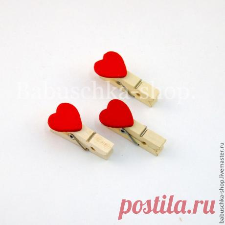 Прищепка декоративная &quot; Сердце&quot; - белый,прищепка,прищепки,прищепки декоративные