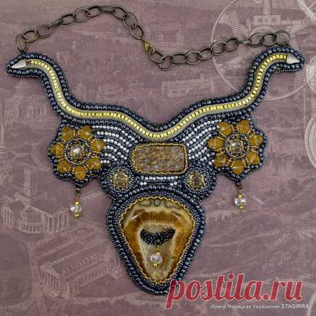 Купить Седьмое королевство. Колье с кальцитом и винтажными элементами - колье, колье с кальцитом, колье с камнями