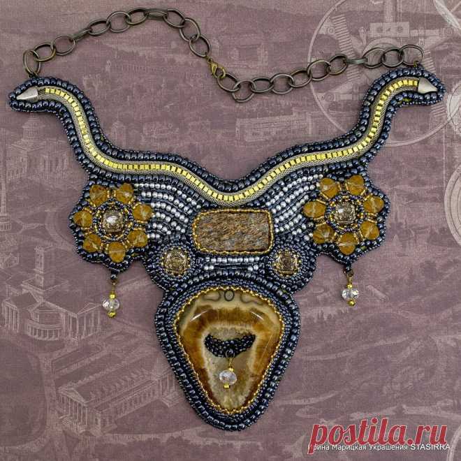 Купить Седьмое королевство. Колье с кальцитом и винтажными элементами - колье, колье с кальцитом, колье с камнями