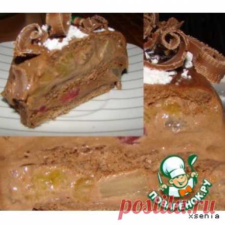 Шоколадное "полено" с фруктами и кремом из маскарпоне - кулинарный рецепт