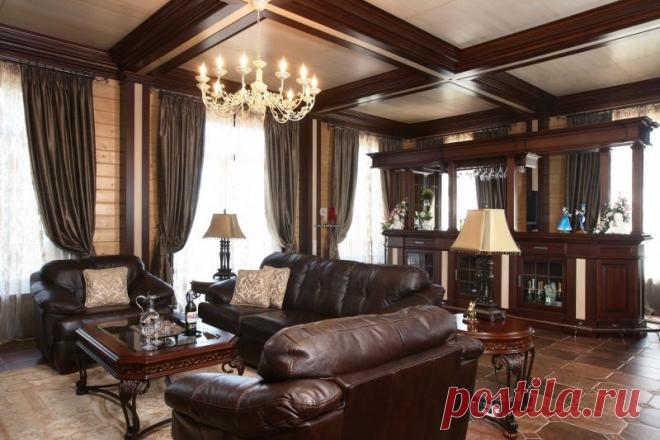 Дизайн гостиной деревянного дома фото