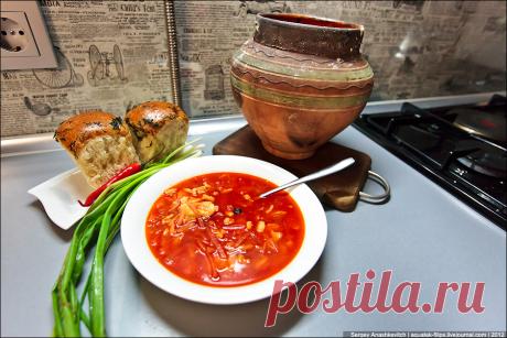 Как я готовлю борщ по-деревенски в горшочке