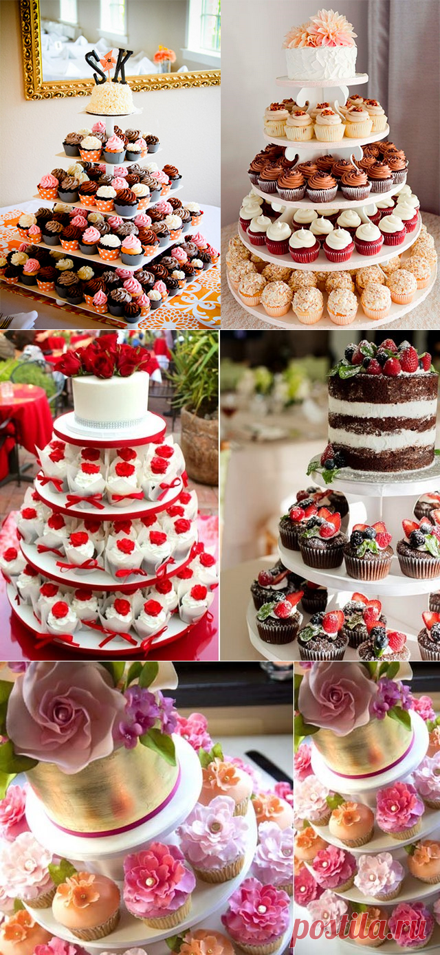 оригинальный и красивый свадебный торт из капкейков - фото 2017