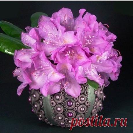 Ваза &quot;Морской ёж&quot; из полимерной глины.